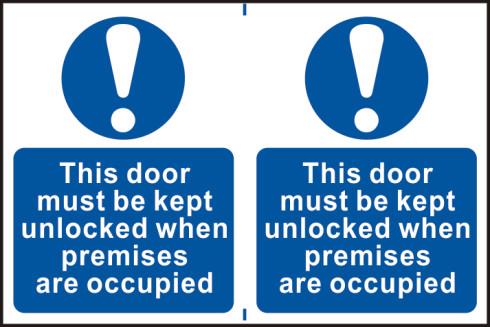 picture of Spectrum This door must be kept unlocked when premises are occupied – PVC 300 x 200mm  - SCXO-CI-0265