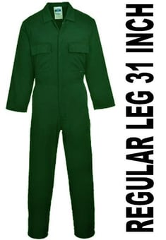 picture of Euro Work Polycotton Coverall - Bottle Green - Regular Leg 31 Inch - PW-S999BGR