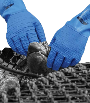 picture of Polyco Grip Crinkle Latex Gauntlet Blue - BM-BGG - (DISC-R)