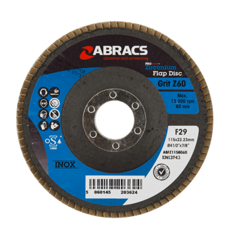 picture of Abracs Zirconium Flap Disc 115mm x 22mm - 60g - 13,300 Max RPM - Box of 25 - [ABR-ABFZ115B060]