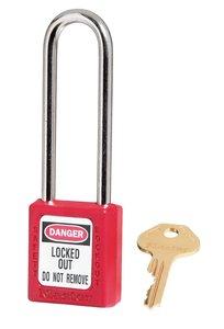 Picture of Master Lock Red Zenex 410LTRED Long Shackle Lockout Padlock - [MA-410LTRED]