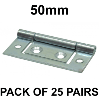 picture of BZP Flush Hinges - 50mm - Pack of 25 Pairs - [CI-CH118L]