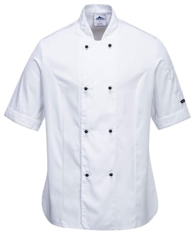 Picture of Portwest Rachel Ladies Short Sleeve Chefs Jacket - White - PW-C737WHR - (DISC-R)