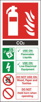 picture of CO2 Fire Extinguisher Instruction Sign - 82 X 202Hmm - Rigid Plastic - [AS-EN6-RP]