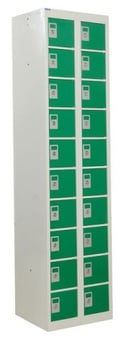 picture of QMP Personal Effects Locker - 20 Compartment - Green Doors - 1800H x 450W x 380D mm - [QM-LR184538YGXX]