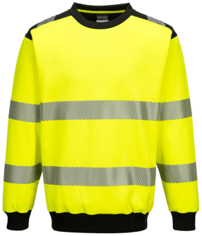 picture of Portwest - PW3 Hi-Vis Crew Neck Sweatshirt - Yellow/Black - PW-PW379YBR