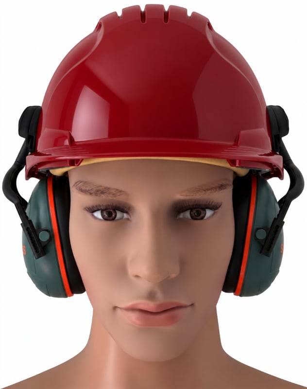 Jsp Evo3 Red Vented Hard Hat With Sonis Compact Helmet Mounted Ear Defenders - [IH-EVO3RSONISC]