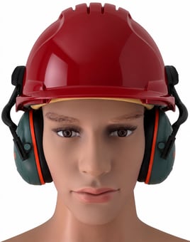 picture of Jsp Evo3 Red Vented Hard Hat With Sonis Compact Helmet Mounted Ear Defenders - [IH-EVO3RSONISC]