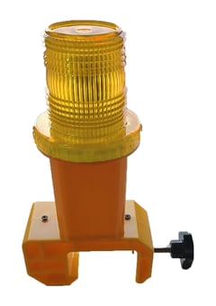 picture of Way4Now Orange Photocell Flashing Led Traffic Light with Railtop Clamp - [IH-SHU-WL-01-OR-RC]