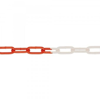 Picture of M-FERRO Signal 6 - Red/White - Steel Barrier Chain - 6mm Gauge - Galvanised and Plastic Coated - 1m Length - [MV-213.12.984]