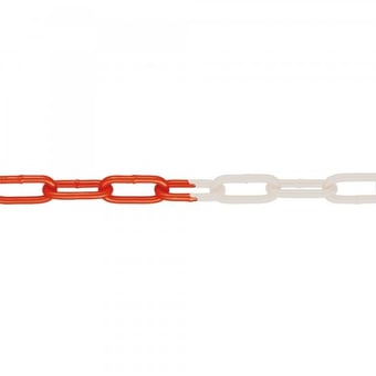 Picture of M-FERRO Signal 6 - Red/White - Steel Barrier Chain - 6mm Gauge - Galvanised and Plastic Coated - 1m Length - [MV-213.12.984] - (DISC-W)