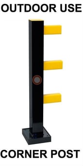 picture of Black Bull Flex Impact Protection System HYBRID - Corner Post Steel 1,000mmH - Outdoor Use - Black - [MV-203.20.486]