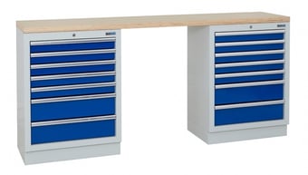 picture of BiGDUG 2041mm Wide Workbench - 2x 7 Drawer Cabinet - Multiplex Worktop - [BDU-TGC505GBM] - (LP)