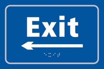 picture of Exit arrow left – Taktyle (225 x 150mm)  - SCXO-CI-TK0502WHBL