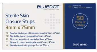 picture of Blue Dot Skin Closures 75mm x 3mm - Box 50 x 5 - [CM-260810]