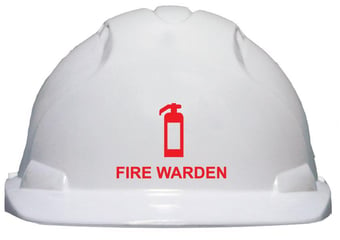 Picture of JSP - EVO3 White Safety Helmet - FIRE WARDEN Printed on Front in Red - [JS-AJF160-000-100]