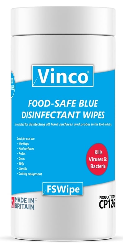 Vinco-FSWipe Food Safe Blue Disinfecting Wipe - 200 Sheet - [HCI-CP126]