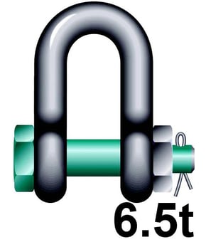 picture of Green Pin Standard Dee Shackle with Safety Nut and Bolt Pin - 6.5t W.L.L - [GT-GPSAD6.5] - (DISC-W)