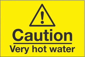 picture of Caution Hot Water Sign - 75 X 50Hmm - Rigid Plastic - [AS-WA123-RP]