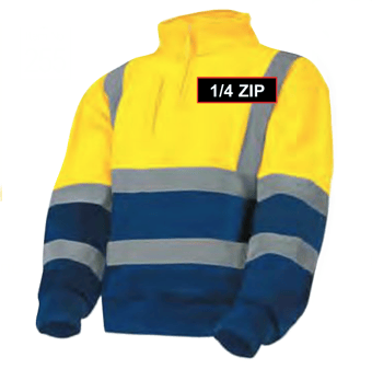 Picture of Yellow & Blue Sweatshirt with Stand Up Collar - 1/4 Length Zip - 280g - BI-255