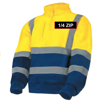 Picture of Yellow & Blue Sweatshirt with Stand Up Collar - 1/4 Length Zip - 280g - BI-255 - (DISC-W)