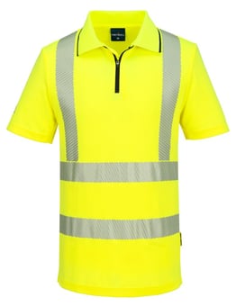picture of Portwest KX302 - KX3 Sport Hi-Vis Zip Polo Shirt S/S - Yellow - PW-KX302YER