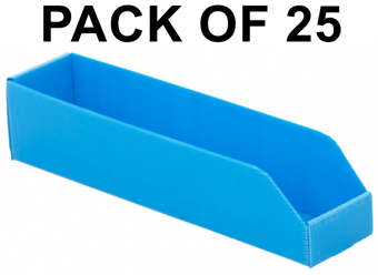 picture of Correx Plastic Parts Bins - 100h x 100w x 450d mm - Pack Of 25 - Blue - [BDU-P4510B25]
