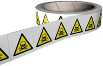 Picture of Hazard Labels On a Roll - Toxic Labels - Self Adhesive Vinyl - 50mm x 50mm - 250 Labels - [AS-RO2]