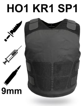 picture of Ultra Covert Home Office Body Armour - HO1 KR1 SP1 - Handgun, Stab and Spike Protection - Black - VE-UC102-HO1KR1SP1-BK