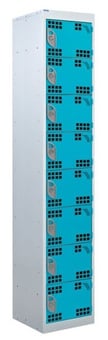 picture of QMP Tool Charging Locker - Perforated Door - RCD Plug - 8 Compartment - Light Blue - 1800H x 300W x 450D mm - [QM-BR1830458UPX]