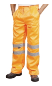 Picture of Hi-Vis POLYCOTTON Orange Rail Spec Trousers KNEE BAND - Regular Leg (31") - [ST-38812] - (DISC-W)