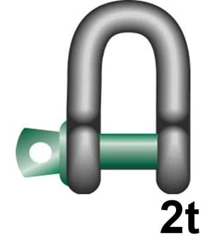 picture of Green Pin Standard Dee Shackle with Screw Collar Pin - 2t W.L.L - EN 13889 - [GT-GPSCD2]