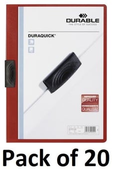 picture of Durable - Duraquick® 20 Clip Folder - A4 - Red - Pack of 20 - [DL-227003]