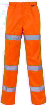 picture of Hi Vis Orange 3 Band Polycotton Trousers - Tall Leg - ST-PC38980-F