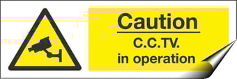 picture of Caution C.C.T.V. in Operation Sign - 600 x 200Hmm - Self Adhesive Vinyl - [AS-WA111-SAV]
