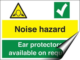 Picture of Noise Hazard Ear Protectors Available Sign - 400 X 300Hmm - Self Adhesive Vinyl - [AS-MU24-SAV]