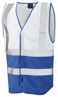 Picture of Pilton - Dual Colour Reflective Waistcoat - White/Royal Blue - Non EN471 - LE-W05-WH/RO - (DISC-R)