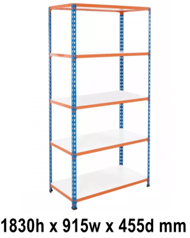 picture of BiGDUG BiG200 Shelving 5 Levels - Melamine Shelves - 1830h x 915w x 455d mm - 200kg UDL - [BDU-B21809045BOM]