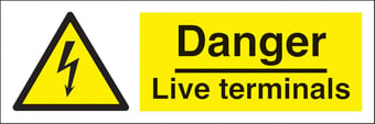Picture of Danger Live Terminals Sign - 300 x 100Hmm - Rigid Plastic - [AS-WA22-RP]