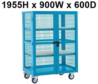 picture of QMP Boxwell Trolley With Doors - Light Blue - Plywood - 1955H x 900W x 600D - [QM-XD199060PUXX] - (LP)