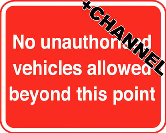 Picture of Parking & Site Management - No Unauthorised Vehicles Allowed Beyond This Point Sign With Fixing Channel - FIXING CLIPS REQUIRED - Class 1 Ref BSEN 12899-1 2001 - 600 x 450Hmm - Reflective - 3mm Aluminium - [AS-TR121C-ALU]