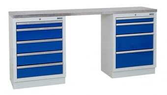 picture of BiGDUG 2041mm Wide Workbench - 5 Drawer Cabinet - 4 Drawer Cabinet - Stainless Worktop - [BDU-TGC403GBS] - (LP)