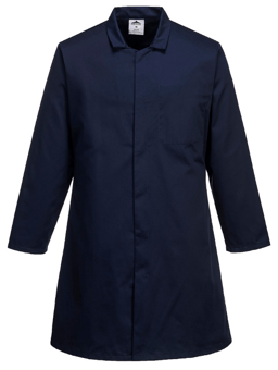 picture of Portwest 2202 Men's Food Coat One Pocket Navy Blue - PW-2202NAR