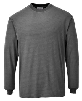 picture of Portwest - Grey Flame Resistant Anti-Static Long Sleeve T-Shirt - PW-FR11GRR