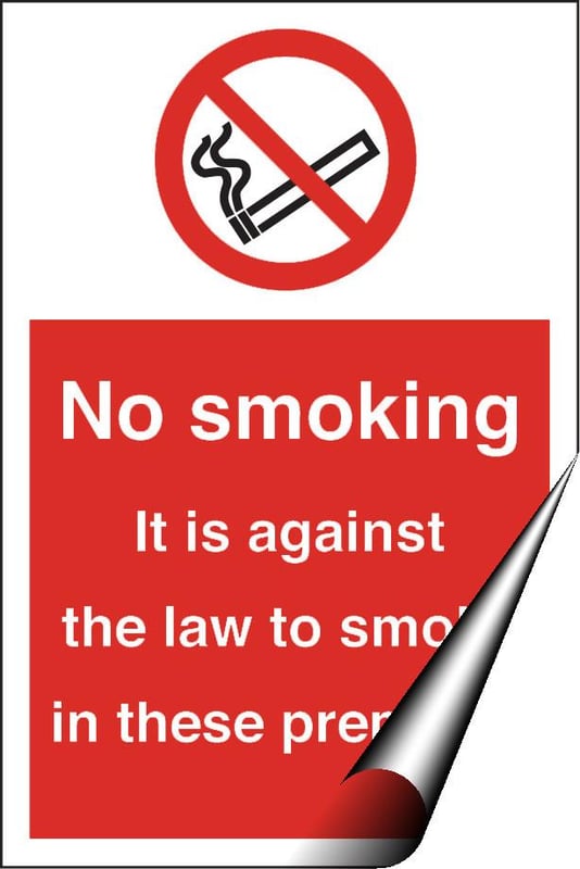 picture of No Smoking, Against the Law to Smoke Sign - 148 x 210Hmm - Self Adhesive Vinyl - [AS-PR507-SAV]