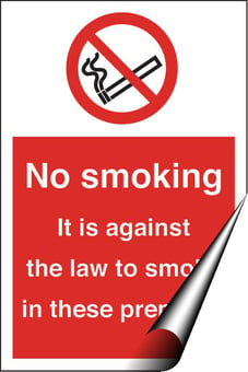 picture of No Smoking, Against the Law to Smoke Sign - 148 x 210Hmm - Self Adhesive Vinyl - [AS-PR507-SAV]