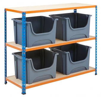 picture of BiG340 Value Large Stacking Pick Bin Kit - 915h x 1220w x 455d mm - 4x Grey Bins - [BDU-CPBK1G]