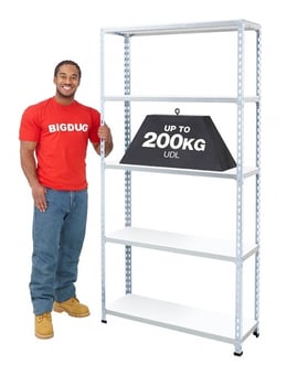 Picture of BiGDUG BiG200 Galvanised Shelving 5 Levels - Melamine Shelves - 1830h x 915w x 610d mm - [BDU-B21809065ZZM]