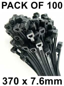 picture of ProSolve Black Cable Ties - 370 x 7.6mm - Pack of 100 - [PV-PVCT370]