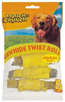 picture of Munch & Crunch Rawhide Twist Roll Chicken Dog Treats 5 Pack - [PD-MC0086]